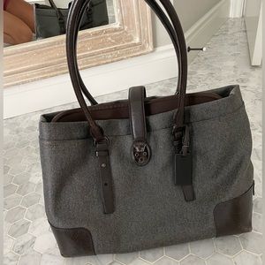 Tumi Coated Canvas Tote/Laptop Bag, Villa Collection, Gray/Brown